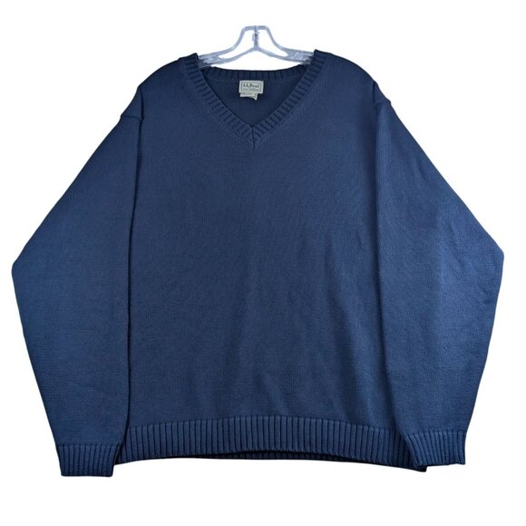 L.L.Bean Navy Blue V-Neck Sweater Long Sleeve Pullover Mens XXL Regular 0FW82 - Picture 1 of 8